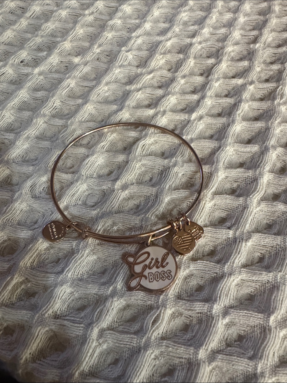 Alex and Ani Rose Gold 'Girl Boss' Charm Bangle